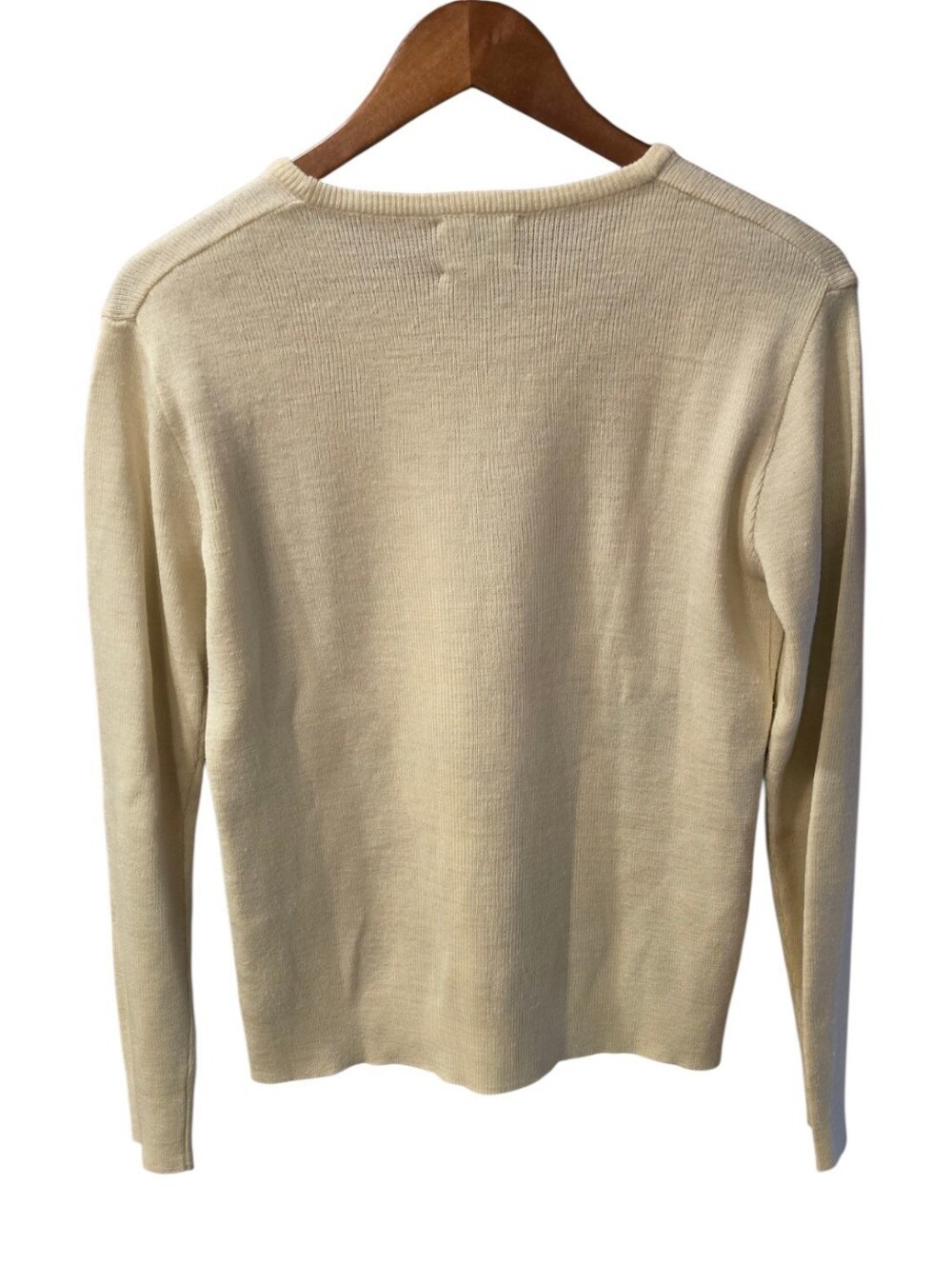 70s LeRoy Knitwear Embroidered Turtle & Bunny Sweater Cream M - Picture 6 of 11